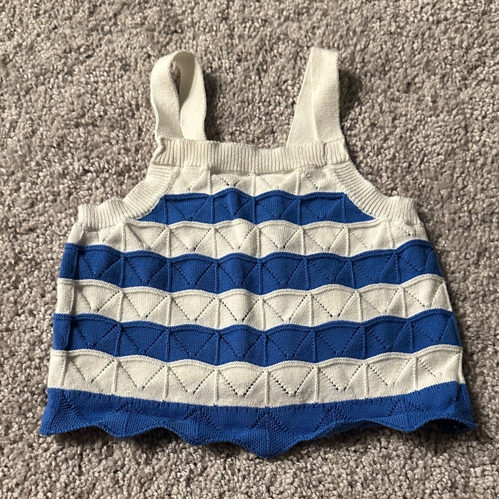 Cat & Jack Blue and White Knit Tank Top